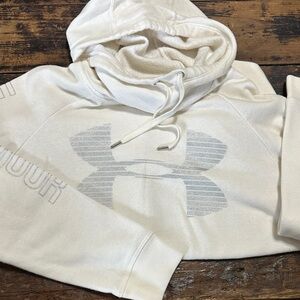Under Armour White Hoodie with Silver Striped Logo